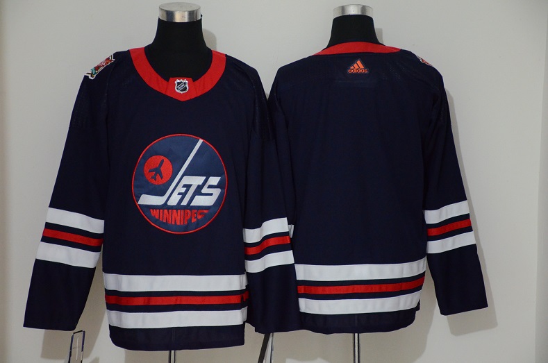 Men's Winnipeg Jets Blank Navy Stitched NHL Jersey